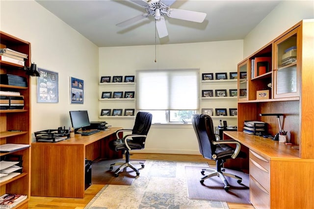 140 Hearthside Ln, Williamsburg, VA 23185 - office featuring wood finished floors, ceiling fan, and baseboards
