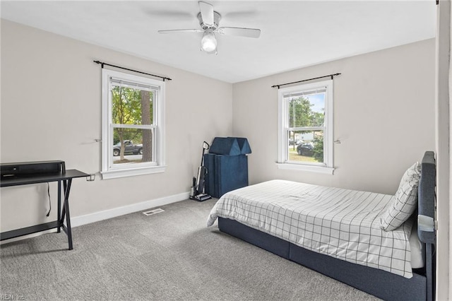6615 Cabot Ave, Norfolk, VA 23502 - bedroom with multiple windows, baseboards, carpet, and a ceiling fan