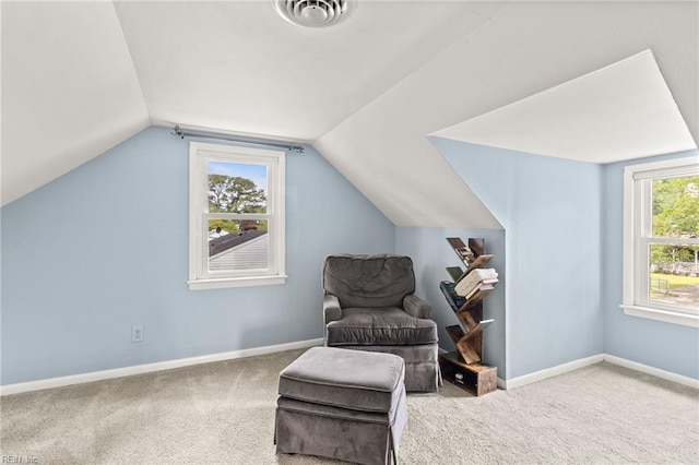 6615 Cabot Ave, Norfolk, VA 23502 - sitting room with carpet flooring, lofted ceiling, and baseboards