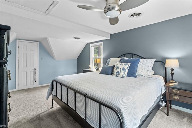 6615 Cabot Ave, Norfolk, VA 23502 - bedroom featuring carpet, baseboards, ceiling fan, and lofted ceiling