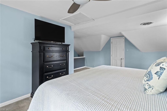 6615 Cabot Ave, Norfolk, VA 23502 - bedroom featuring attic access, baseboards, carpet, vaulted ceiling, and ceiling fan