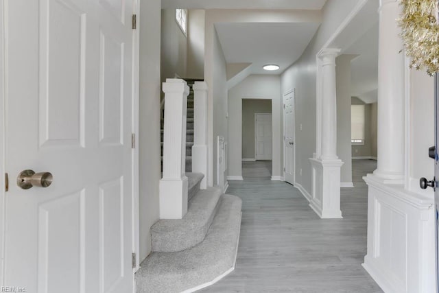 814 E 26th St, Norfolk, VA 23504 - corridor featuring stairs, light wood-style flooring, and baseboards