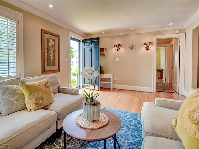 203 Sinclair St, Norfolk, VA 23505 - living room with wood finished floors, recessed lighting, crown molding, and baseboards
