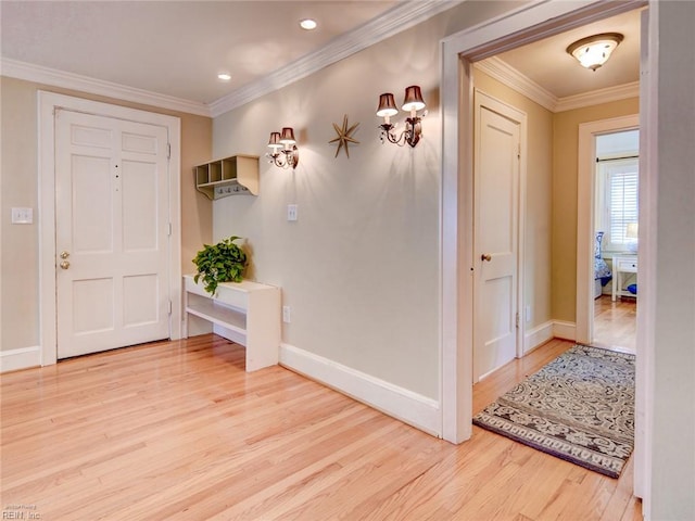 203 Sinclair St, Norfolk, VA 23505 - foyer entrance featuring wood finished floors, baseboards, crown molding, and recessed lighting
