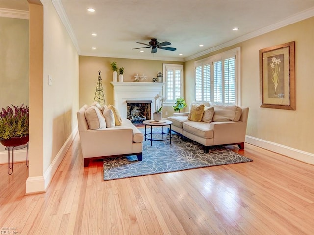 203 Sinclair St, Norfolk, VA 23505 - living area featuring ceiling fan, baseboards, wood finished floors, recessed lighting, and a fireplace