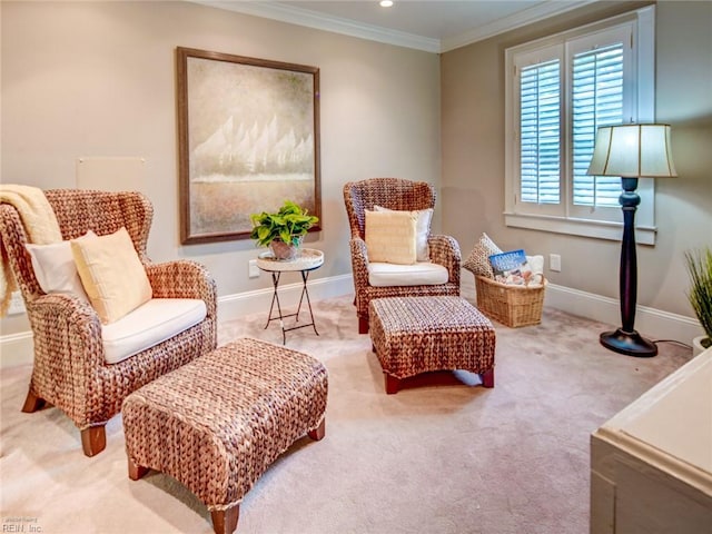 203 Sinclair St, Norfolk, VA 23505 - living area with crown molding, carpet flooring, baseboards, and recessed lighting