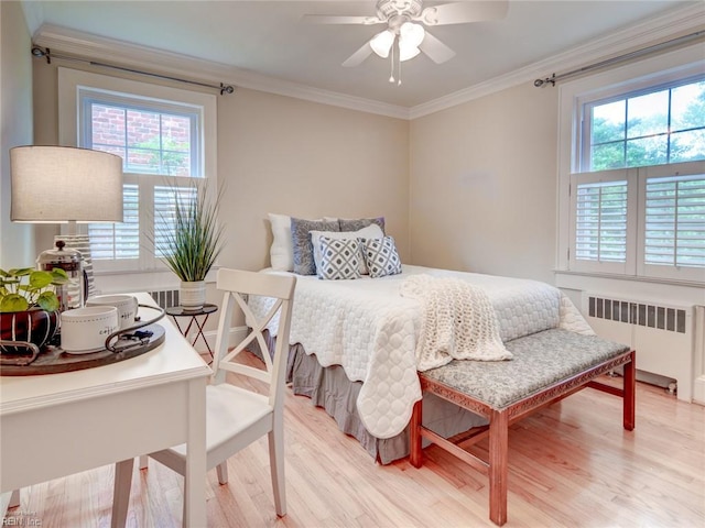 203 Sinclair St, Norfolk, VA 23505 - bedroom featuring radiator heating unit, light wood finished floors, and ornamental molding