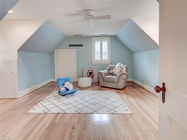 203 Sinclair St, Norfolk, VA 23505 - additional living space featuring wood finished floors, a ceiling fan, vaulted ceiling, and baseboards