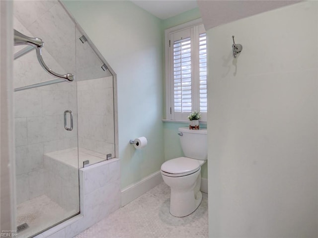 203 Sinclair St, Norfolk, VA 23505 - bathroom with toilet, a shower stall, baseboards, and tile patterned floors