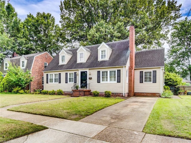203 Sinclair St, Norfolk, VA 23505 - cape cod-style house featuring driveway, a chimney, and roof with shingles