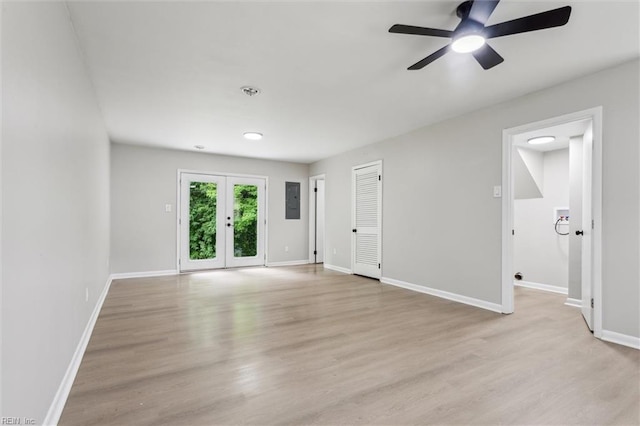 428 Maryle Ct, Newport News, VA 23602 - spare room with french doors, a ceiling fan, baseboards, and light wood-style floors