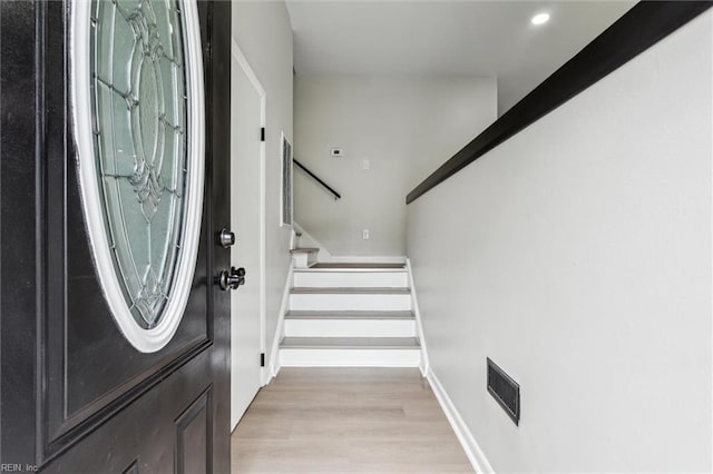 428 Maryle Ct, Newport News, VA 23602 - foyer entrance with light wood-type flooring, stairs, recessed lighting, and baseboards