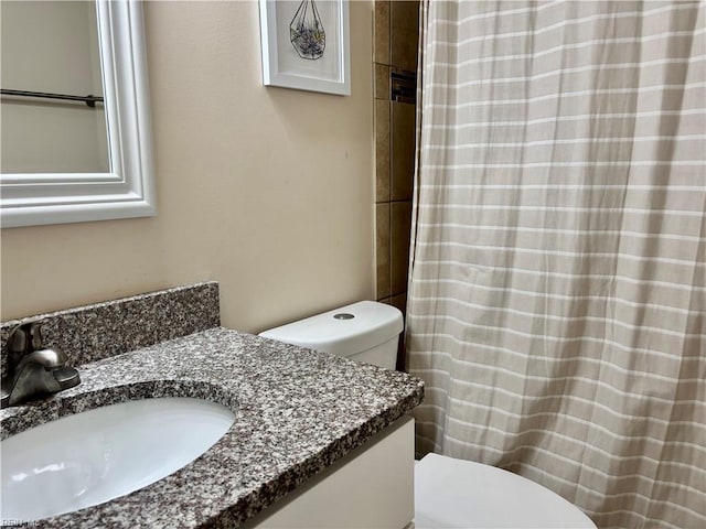 232 Mill Point Dr, Hampton, VA 23669 - bathroom featuring toilet, vanity, and curtained shower