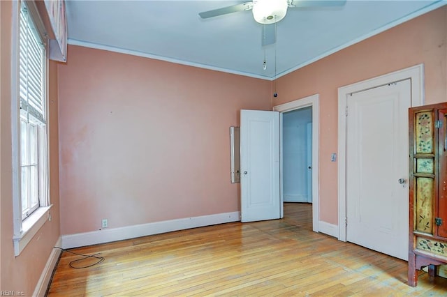 751 Shirley Ave, Norfolk, VA 23517 - unfurnished bedroom featuring light wood-type flooring, baseboards, ornamental molding, and a ceiling fan