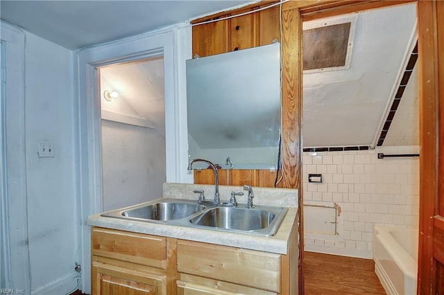 751 Shirley Ave, Norfolk, VA 23517 - full bath with a bath, vanity, and wood finished floors