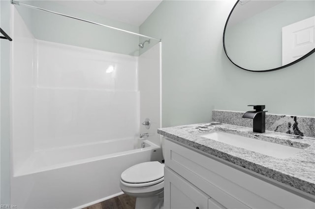 2915 Berkley Ave, Chesapeake, VA 23325 - full bath featuring vanity, toilet, bathing tub / shower combination, and wood finished floors