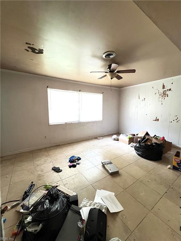 418 Fox Hill Rd, Hampton, VA 23669 - spare room with light tile patterned floors and ceiling fan