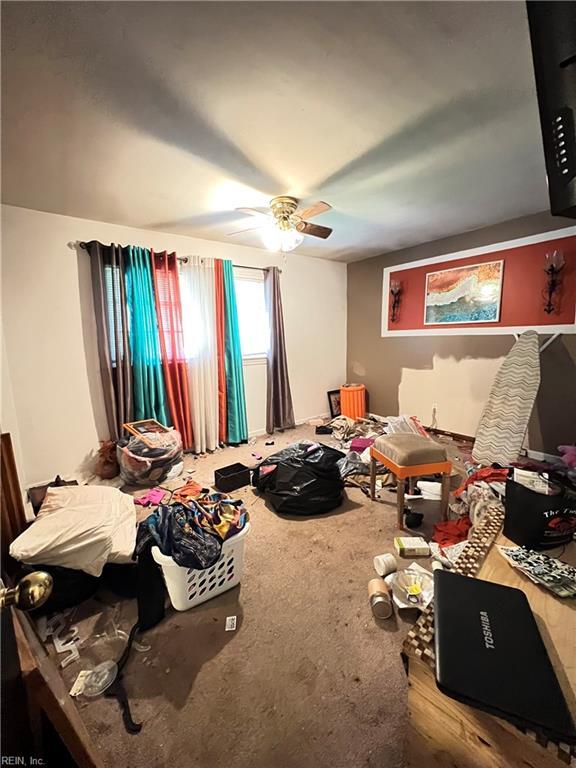 418 Fox Hill Rd, Hampton, VA 23669 - carpeted bedroom with a ceiling fan