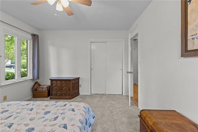 5409 Challedon Dr, Virginia Beach, VA 23462 - bedroom featuring carpet floors, a closet, a ceiling fan, and baseboards
