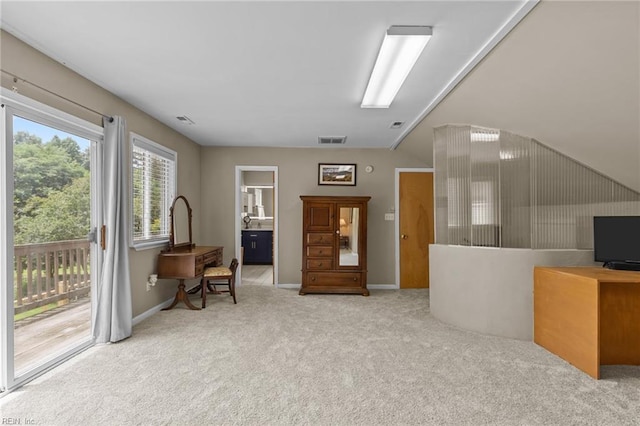 5409 Challedon Dr, Virginia Beach, VA 23462 - carpeted home office featuring baseboards and vaulted ceiling
