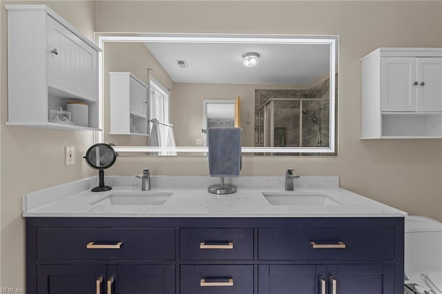 5409 Challedon Dr, Virginia Beach, VA 23462 - full bath featuring double vanity, a shower stall, and toilet
