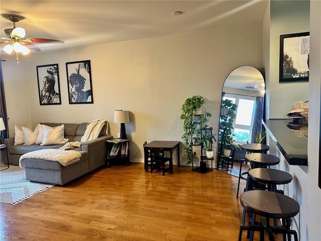 388 Boush St Unit 307, Norfolk, VA 23510 - living room featuring wood finished floors and a ceiling fan