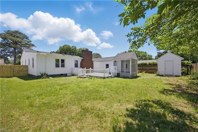 808 Williams Ave, Chesapeake, VA 23323 - back of property featuring a deck, crawl space, and a chimney