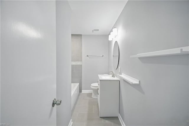 808 Williams Ave, Chesapeake, VA 23323 - full bath with toilet, vanity, tile patterned floors, baseboards, and shower / bathtub combination