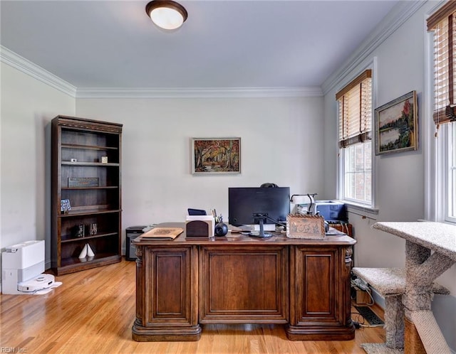 2081 Harpers Ml, Williamsburg, VA 23185 - office featuring light wood finished floors and crown molding