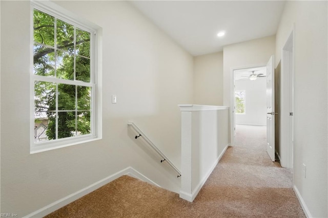 1245 Maltby Ave, Norfolk, VA 23504 - corridor with an upstairs landing, light colored carpet, plenty of natural light, and baseboards