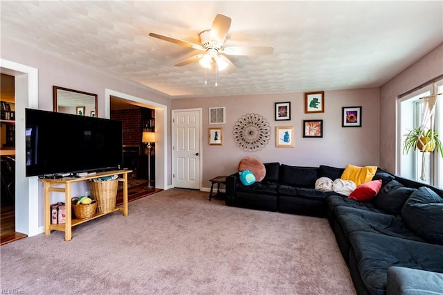 840 Five Forks Rd, Virginia Beach, VA 23455 - carpeted living room with a ceiling fan and baseboards