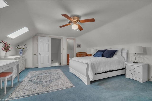 136 Wynnwood Dr, Franklin, VA 23851 - bedroom with vaulted ceiling, a skylight, carpet floors, and ceiling fan