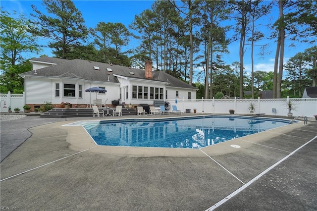 136 Wynnwood Dr, Franklin, VA 23851 - view of swimming pool with a patio, entry steps, and a fenced backyard