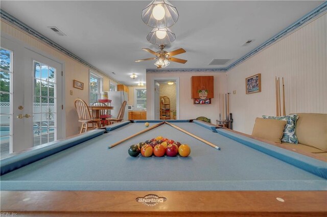 136 Wynnwood Dr, Franklin, VA 23851 - recreation room featuring billiards table and a ceiling fan