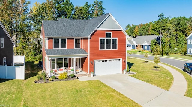 126 Secretariat Dr, Suffolk, VA 23435 - view of front of property featuring covered porch, a garage, concrete driveway, and a shingled roof