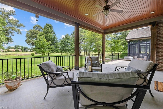 107 Gullane, Smithfield, VA 23430 - view of patio / terrace with ceiling fan and outdoor lounge area