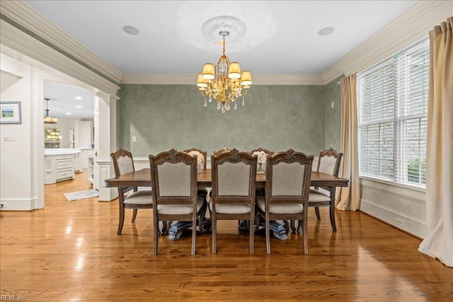 201 Royal Dornoch, Smithfield, VA 23430 - dining room featuring a chandelier, crown molding, wood finished floors, and baseboards