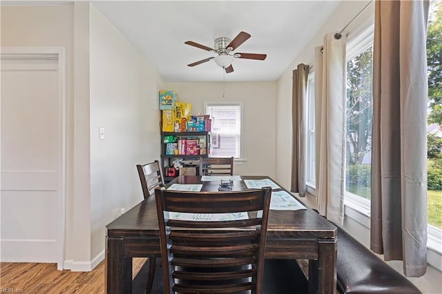 133 Chesterfield Rd, Hampton, VA 23661 - dining area with wood finished floors, a ceiling fan, healthy amount of natural light, and baseboards