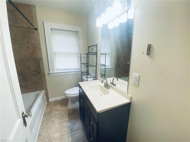 133 Chesterfield Rd, Hampton, VA 23661 - bathroom with toilet, vanity, bathtub / shower combination, and baseboards