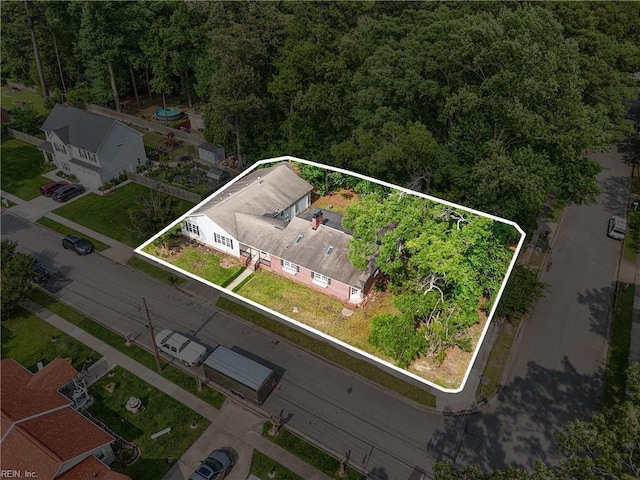 1202 Land St, Norfolk, VA 23502 - aerial overview of property's location with property boundaries highlighted and a forest