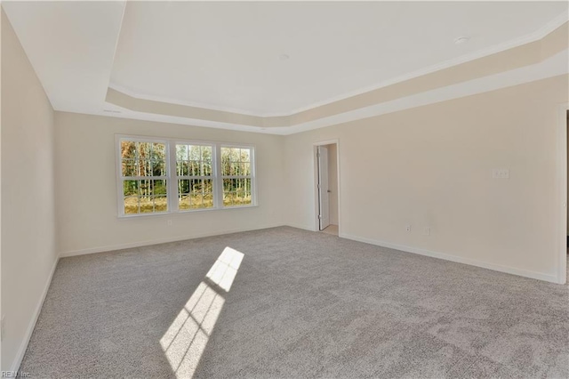 2221 Patrick Dr, Suffolk, VA 23435 - empty room with a raised ceiling, carpet, baseboards, and ornamental molding