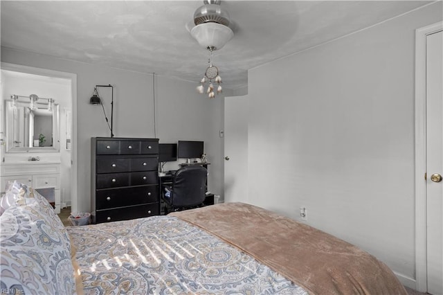1201 Hale Dr, Hampton, VA 23663 - bedroom featuring a chandelier and connected bathroom