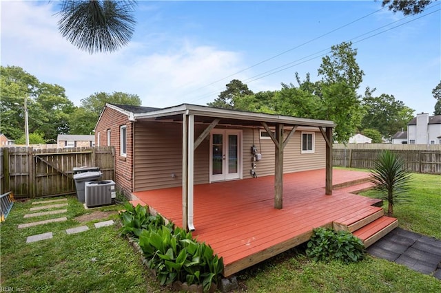 1201 Hale Dr, Hampton, VA 23663 - deck with french doors and cooling unit