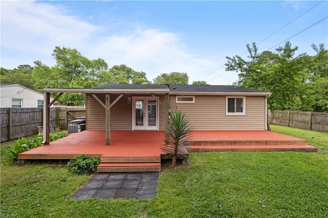 1201 Hale Dr, Hampton, VA 23663 - back of house featuring french doors, a deck, and central AC