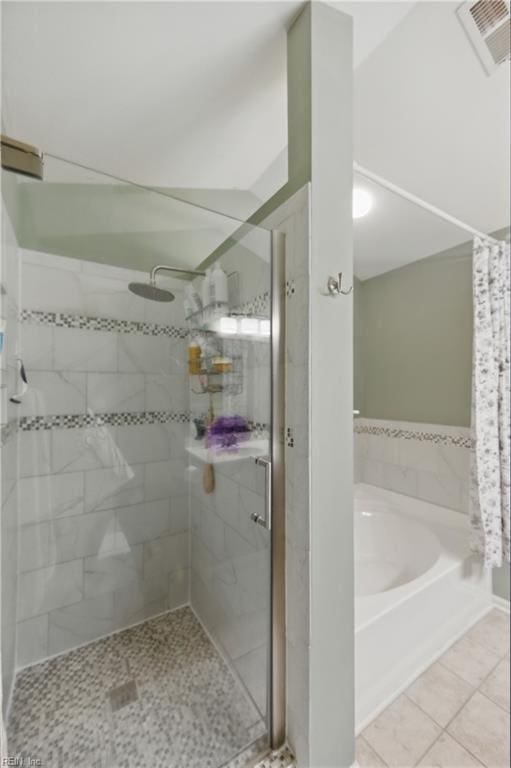 3507 Sedgefield St, Suffolk, VA 23435 - full bath featuring a bath, a stall shower, and tile patterned floors