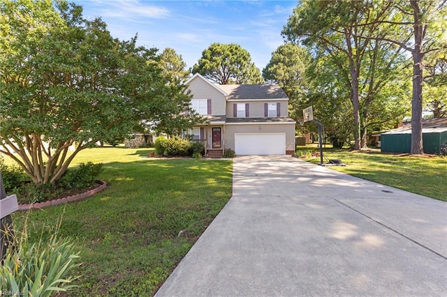 103 Barcroft Dr, Smithfield, VA 23430 - view of front of home with concrete driveway, a garage, and a front lawn