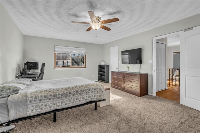 5260 Iowa Ave, Norfolk, VA 23513 - bedroom with carpet, ceiling fan, and a textured ceiling