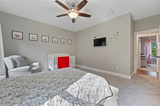 554 Trotman Rd, Camden, NC 27921 - bedroom featuring baseboards, carpet flooring, and ceiling fan