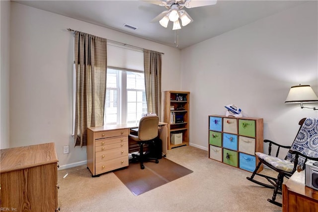 6716 Tarpleys Tavern Rd, Williamsburg, VA 23188 - carpeted office space with a ceiling fan and baseboards