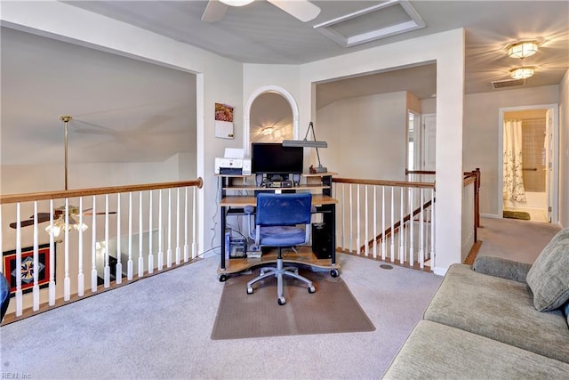6716 Tarpleys Tavern Rd, Williamsburg, VA 23188 - carpeted home office with ceiling fan